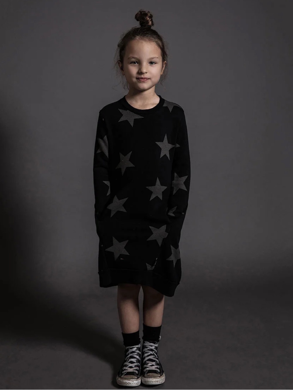 NWT Nununu Black Star Print Kids Sweatshirt Dress